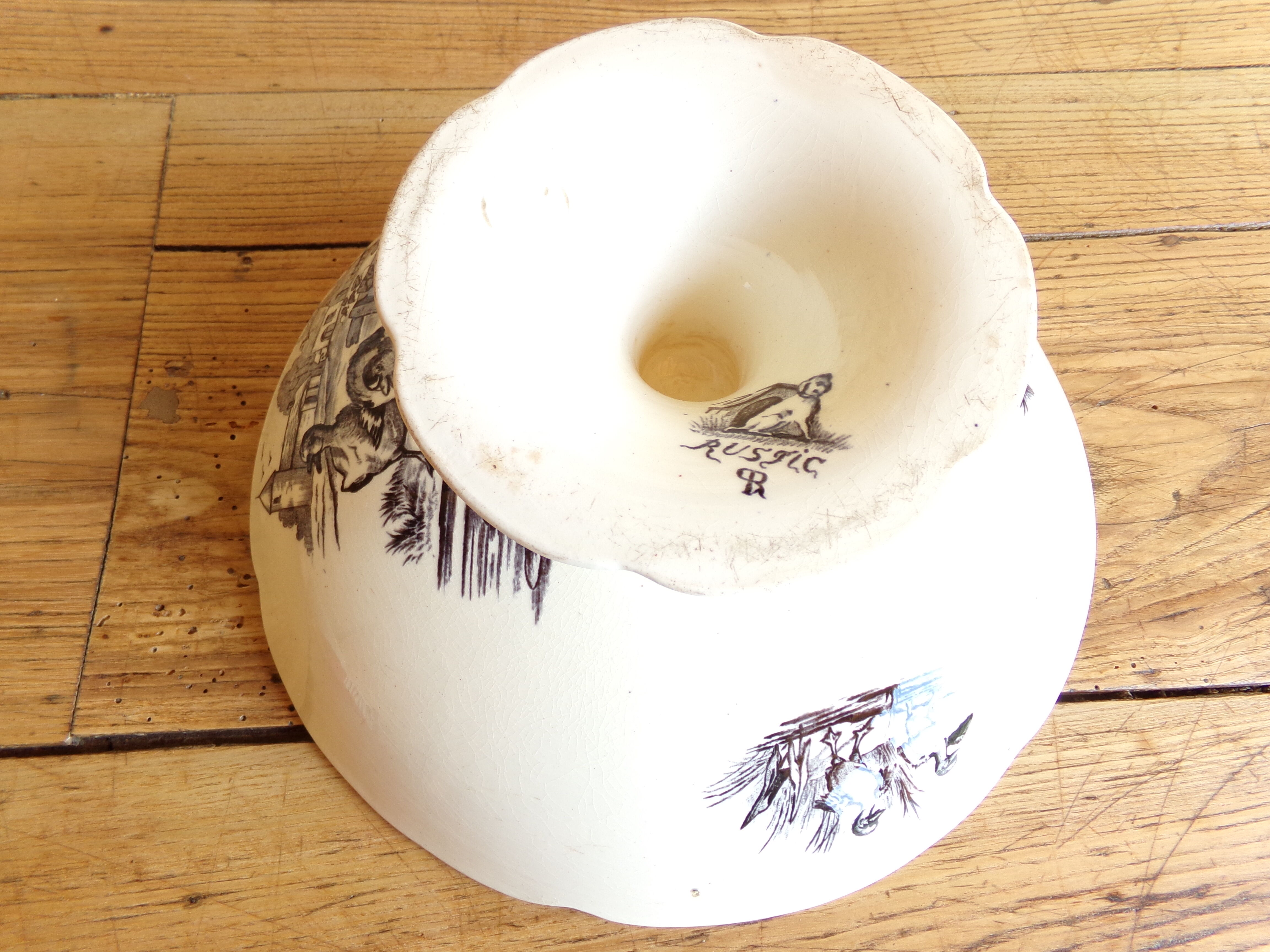 Antique compotier in rustic iron earth