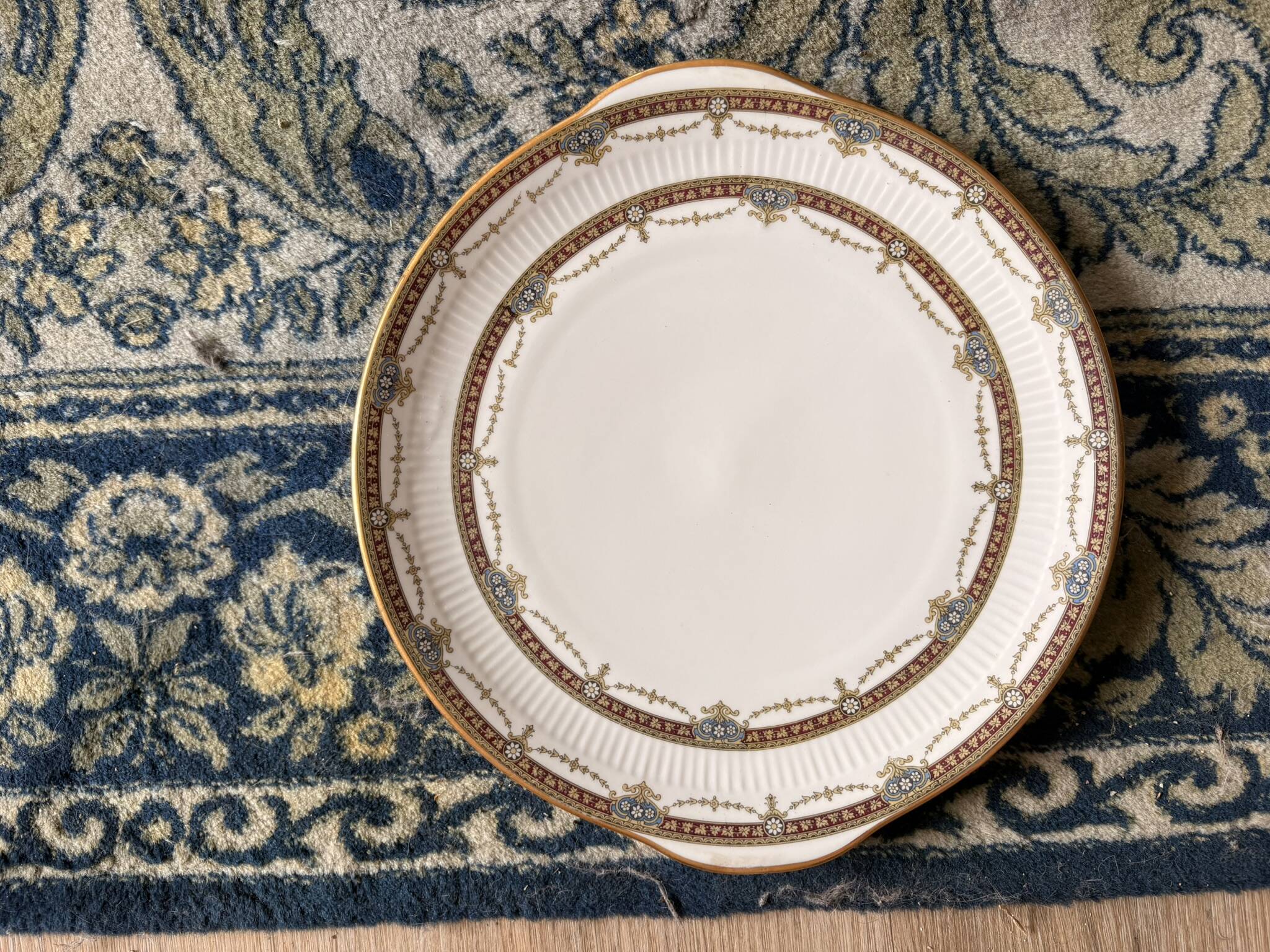 Porcelain Plate Limoges Harreau Fluted Edge Neo-Classical Style Louis XVI