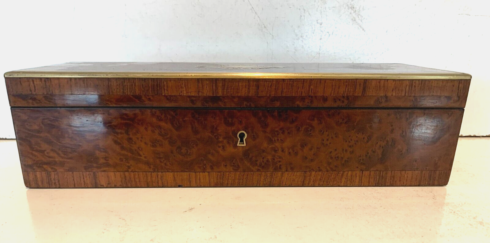 Blackened wooden glove box Napoleon III marquetry Boulle XIX century