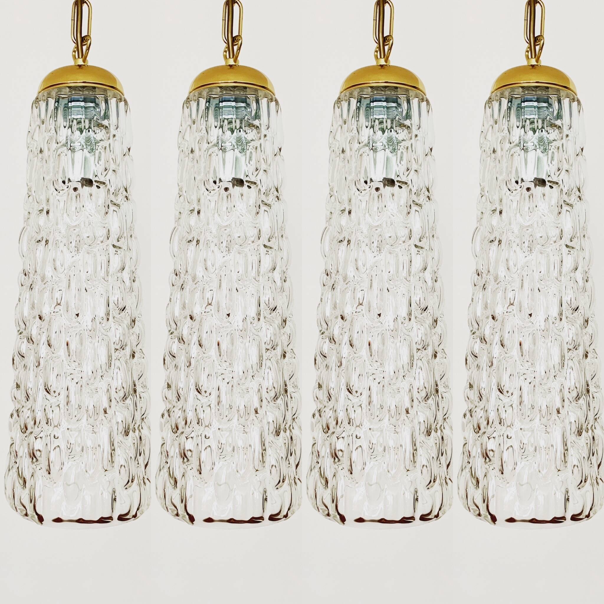 Ensemble de 4 lampes suspendues en verre cristal