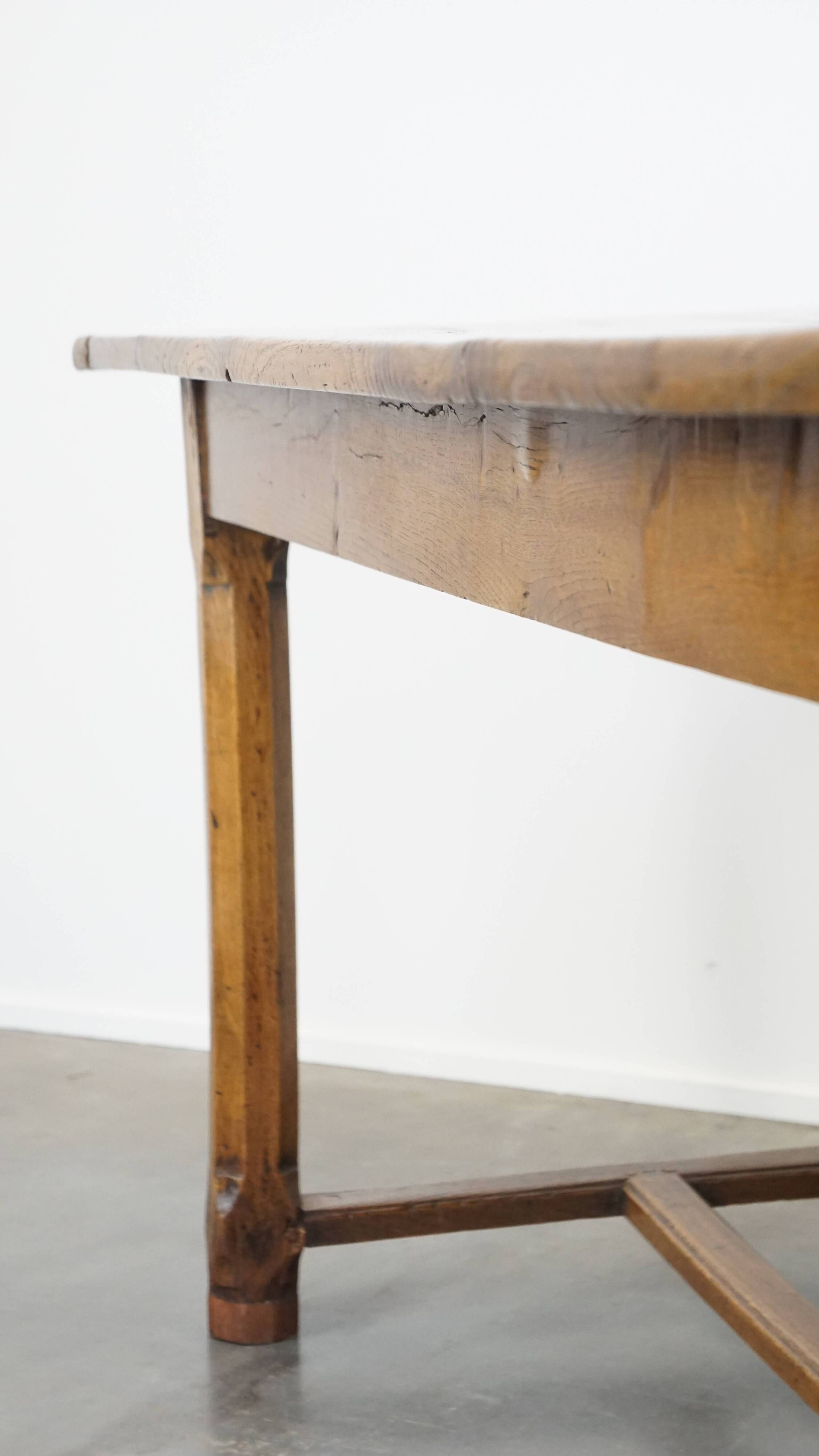 Antique French Farmhouse Dining Table in Oak with 2 Drawers