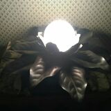Vintage flower lamp globe in spotted glass