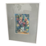 Oil chalk drawing flowers