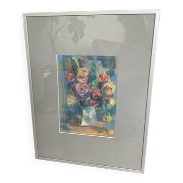Oil chalk drawing flowers