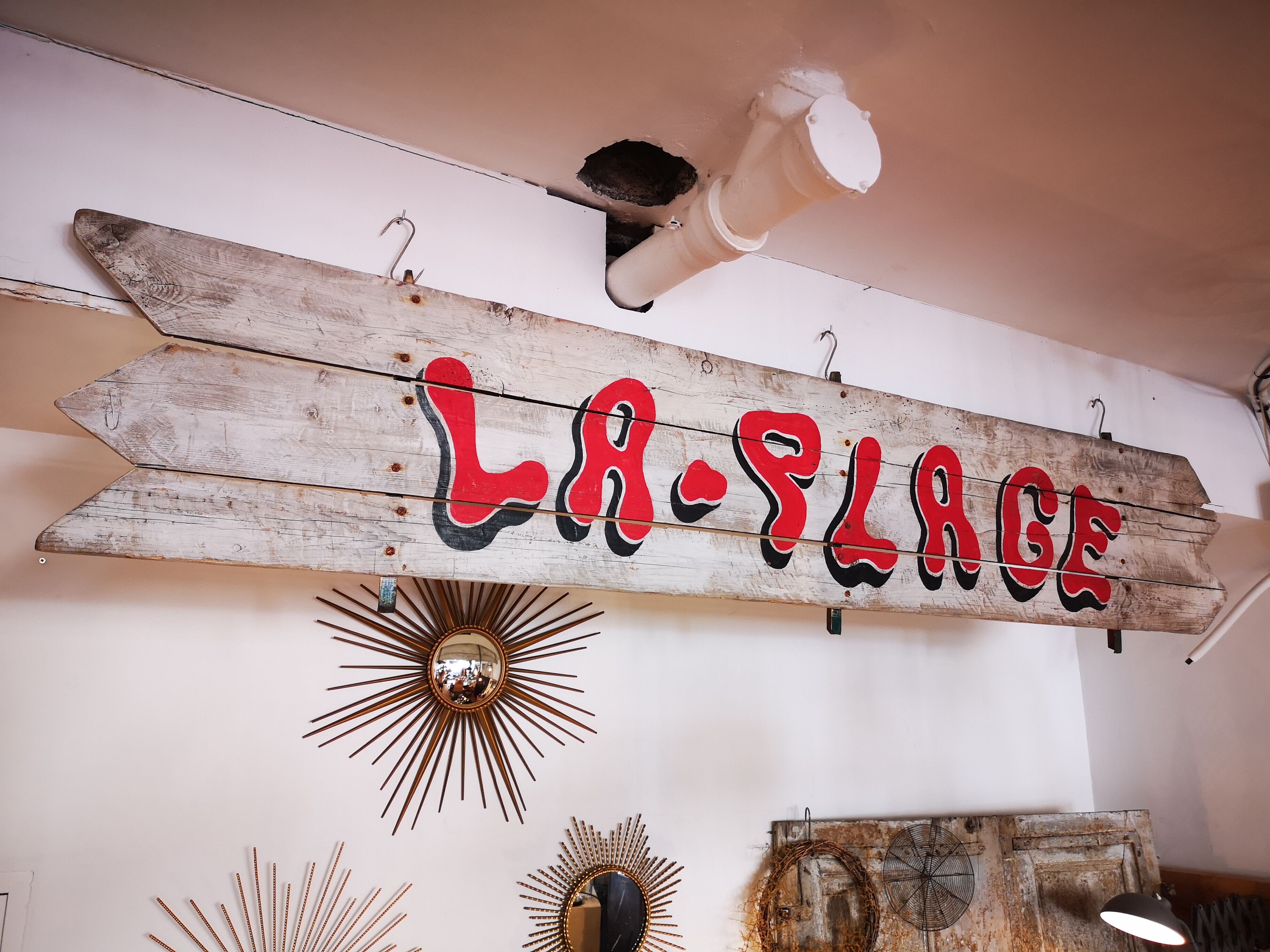 Old "the beach" sign