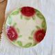 Vintage dessert plate in majolica – Red rose decoration