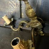 Pair of vintage golden bronze 2-light wall lights