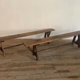 Paire de bancs de ferme