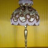 Large brass lamp with lampshade