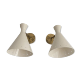 Pair wall lamps white casserole