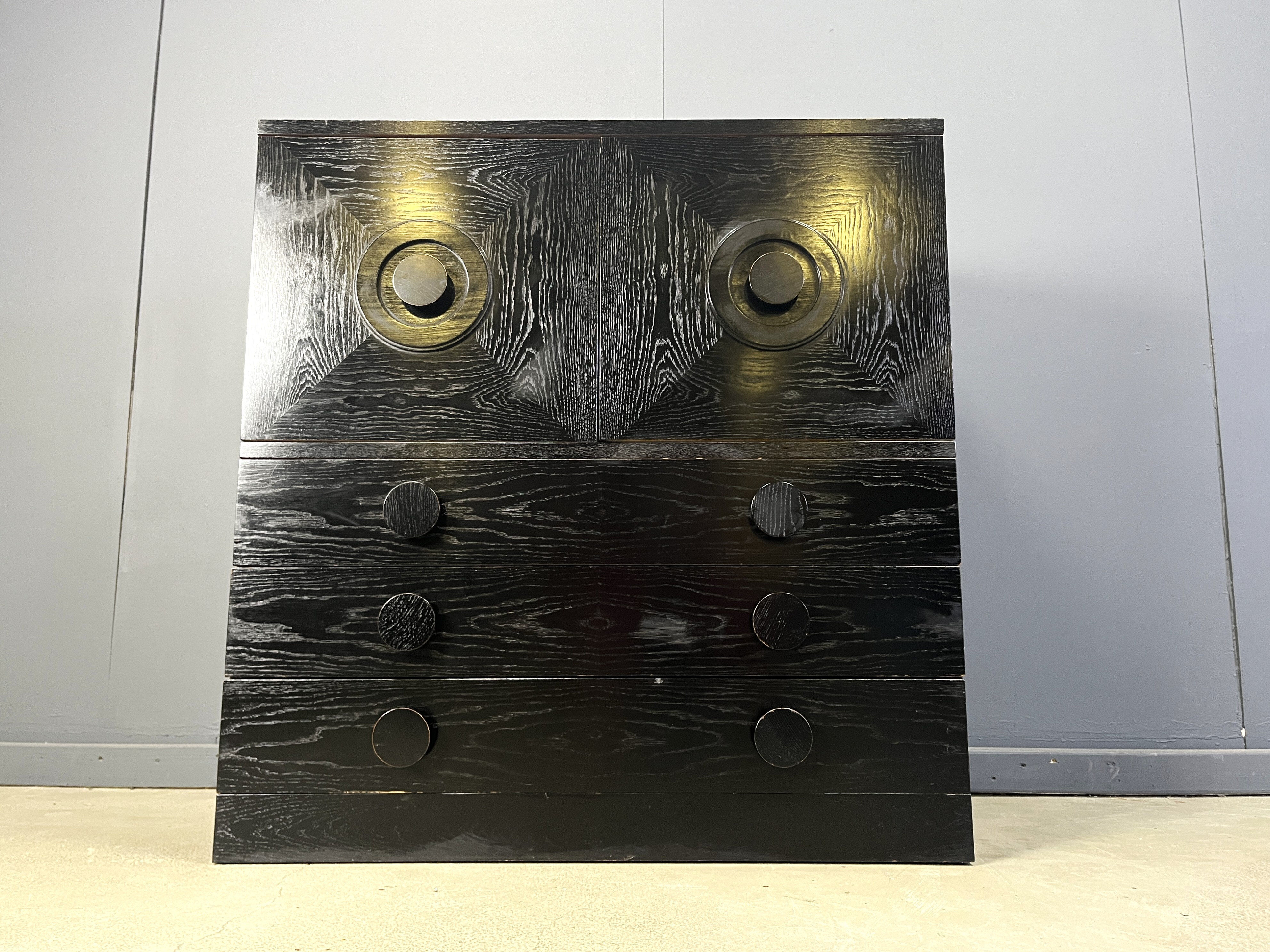 Black brutalist bar cabinet, 1970s