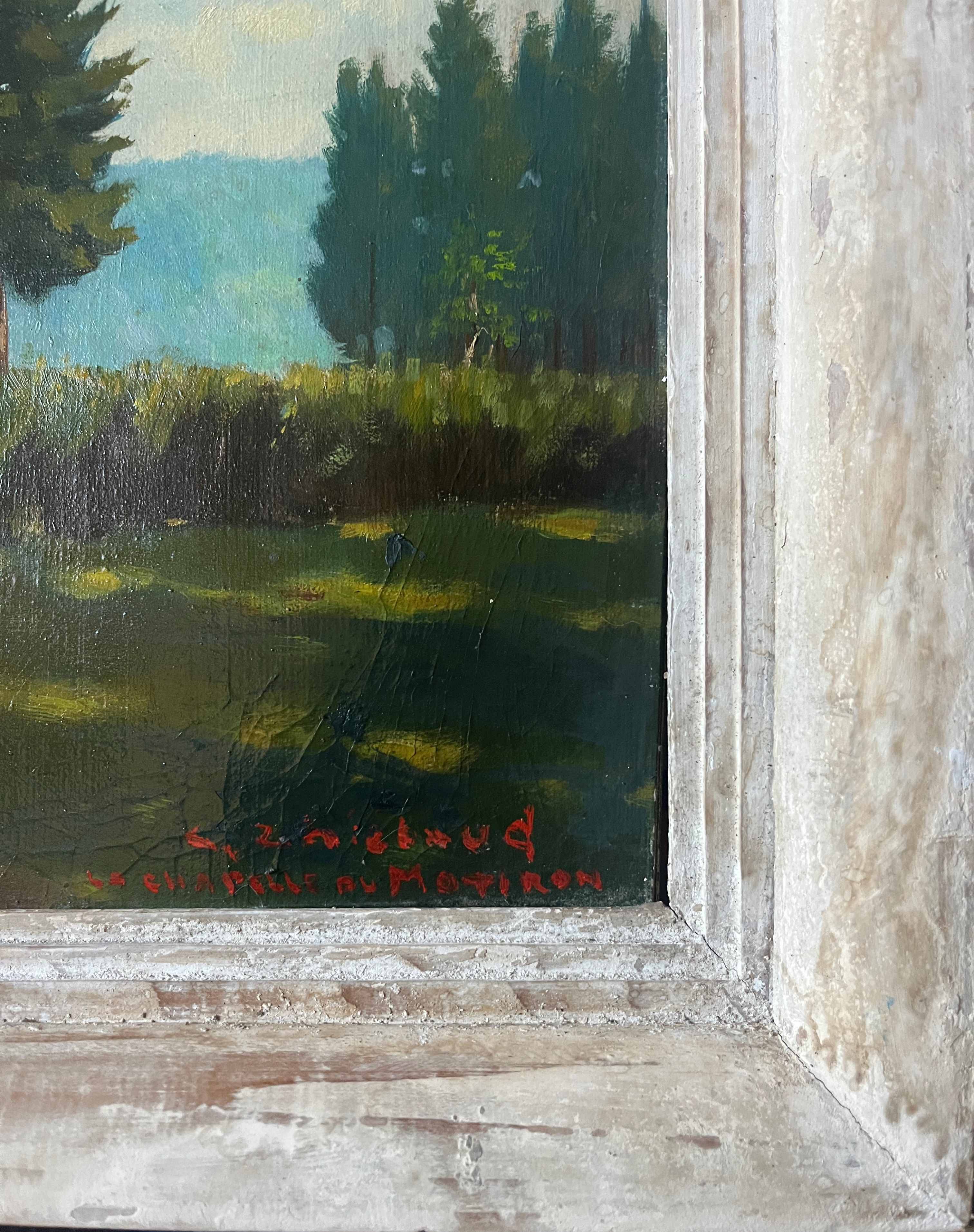 HST painting "Landscape of the Vosges" by Thiebaud Chapelle du Motiron Val-d'Ajol