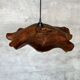 Large pendant light in corrugated teak leaf (Large D:60 H:20)