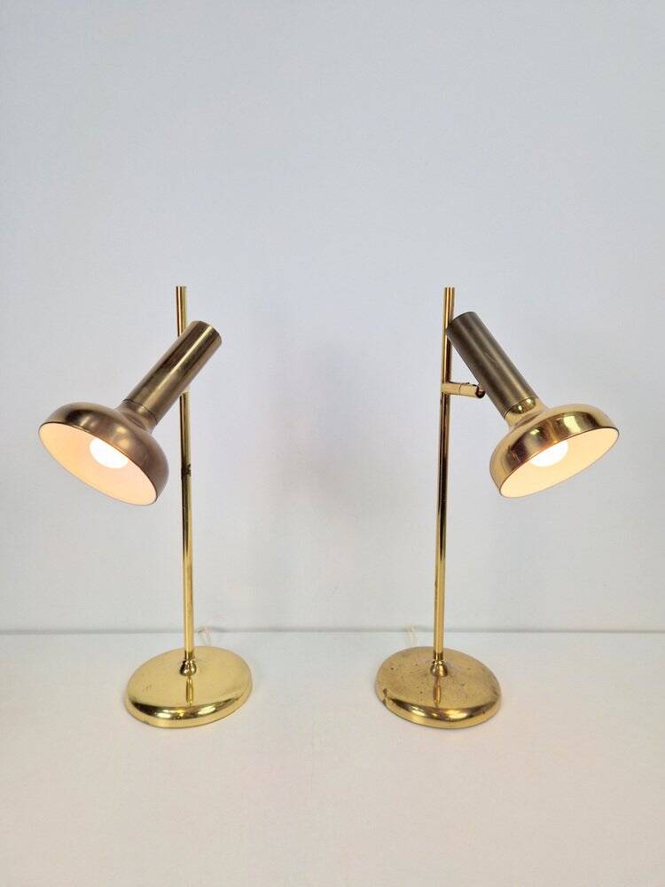 Vintage Brass Trumpet Table Lamps by Solken Leuchten, 1970s, Set of 2