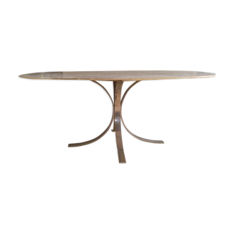 Table ovale Roche Bobois en marbre et acier chromé des  années 70