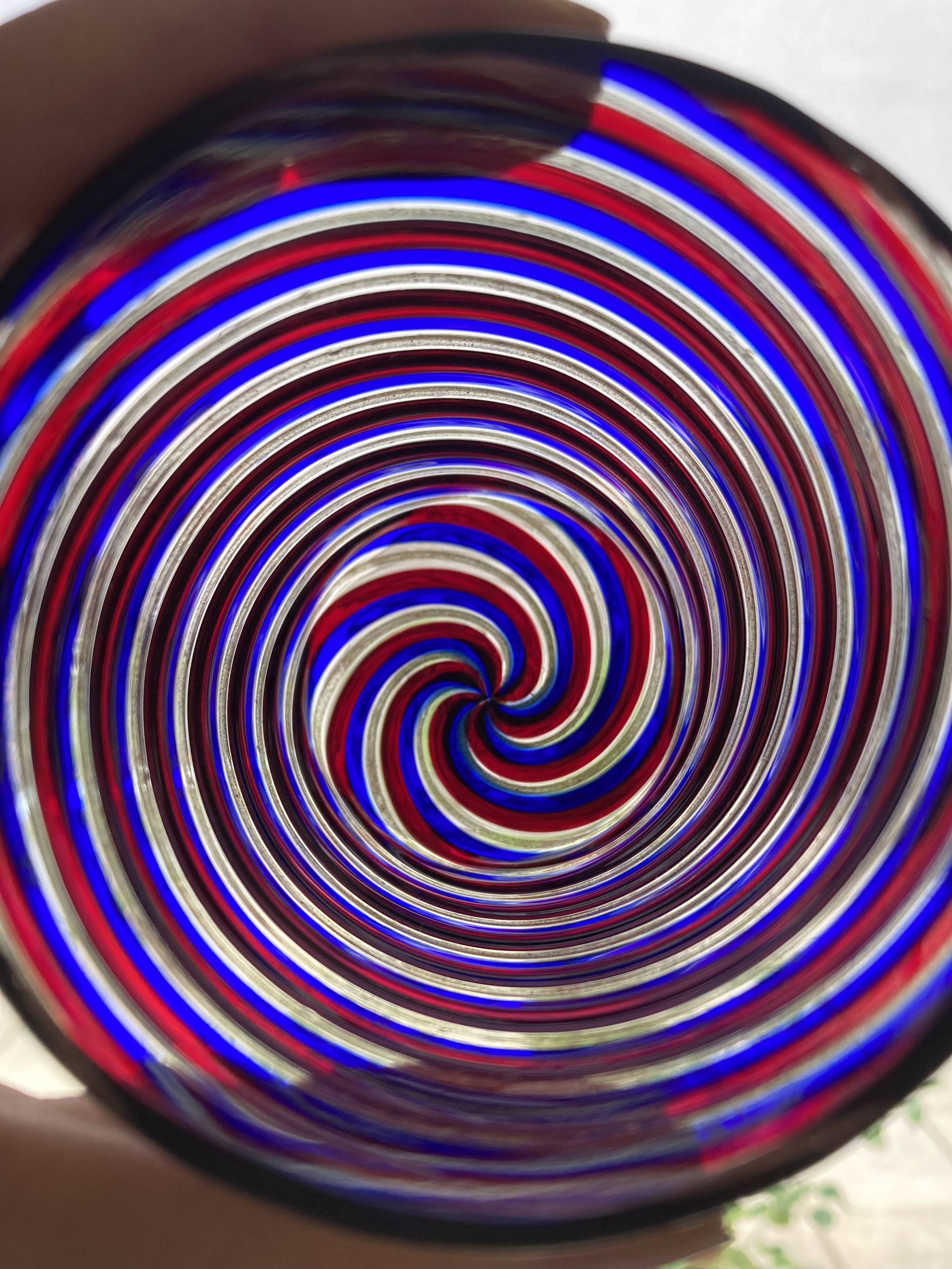 6 verres gobelets d'art Murano spirales tricolores