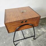 60s Mid-Century Modern Locking Rolling Cabinet / Side Table