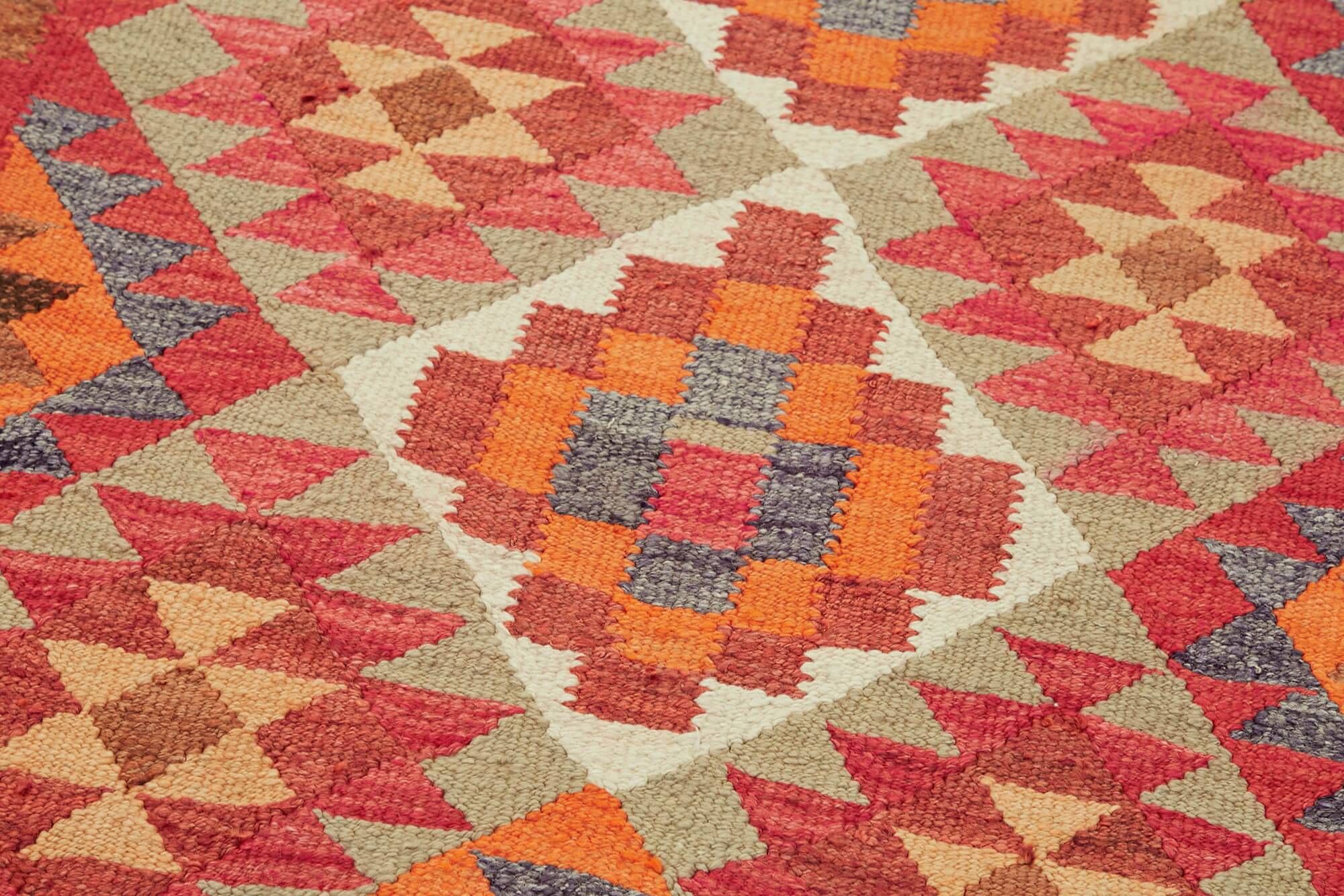 Turkish Handwoven Vintage Herki Kilim 98 cm x 322 cm