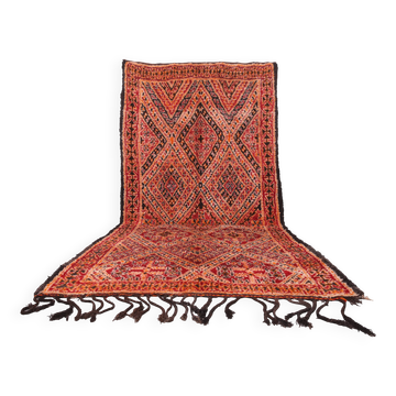 Grand tapis marocain fait main vintage 204 x 427 cm - Tapis en laine berbère rare