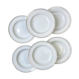 6 deep plates in white and gold porcelain, Bavaria model "Annabell"