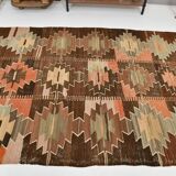 6x12 Brown & Beige Turkish Vintage Kilim Rug, 179x363Cm SK 35163