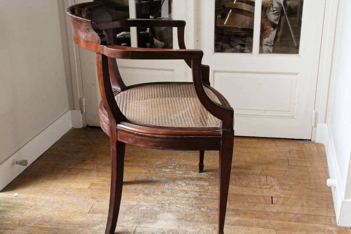 Empire style mahogany caned office chair