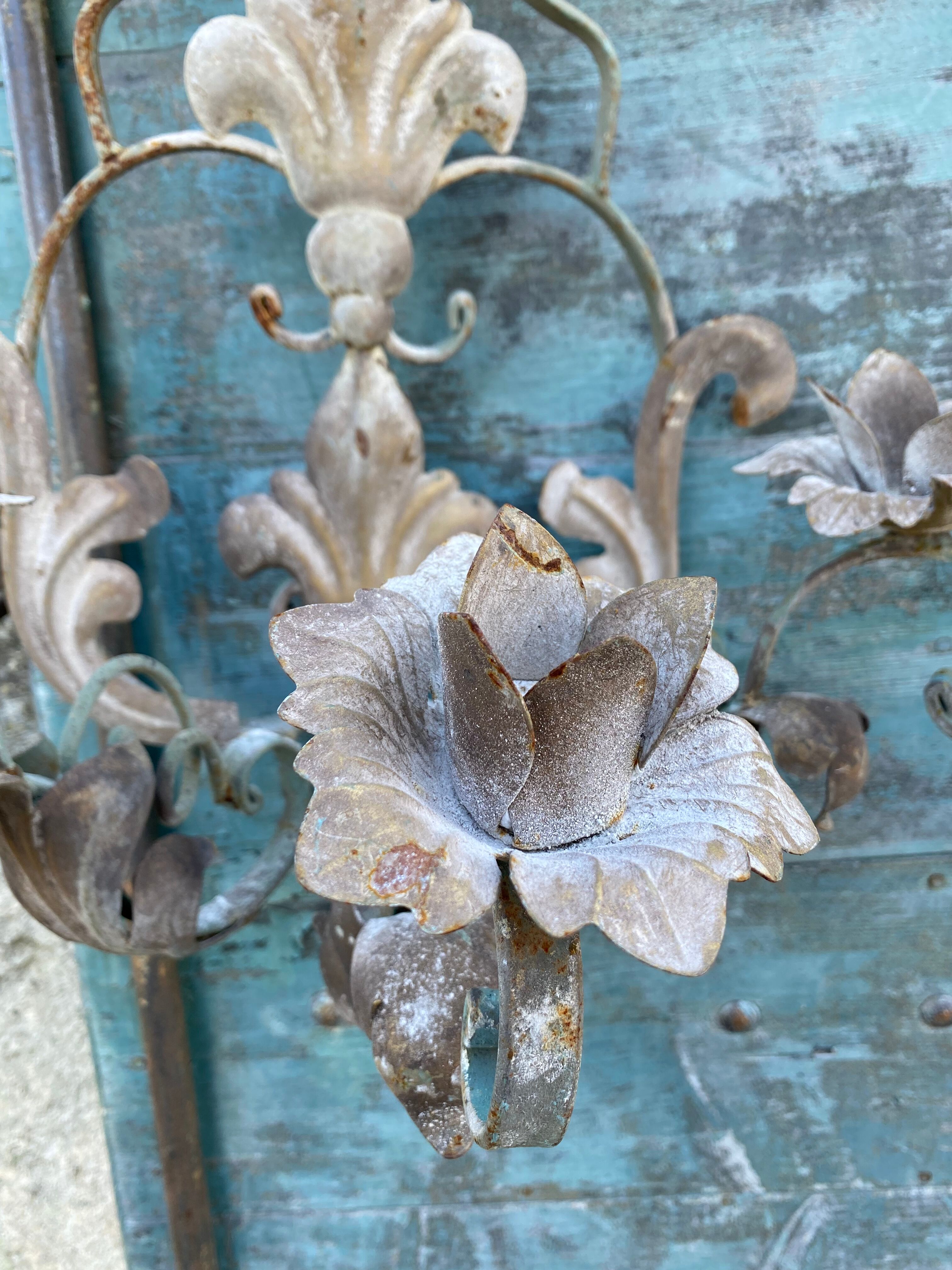 Pair of wrought iron wall lamps 1940