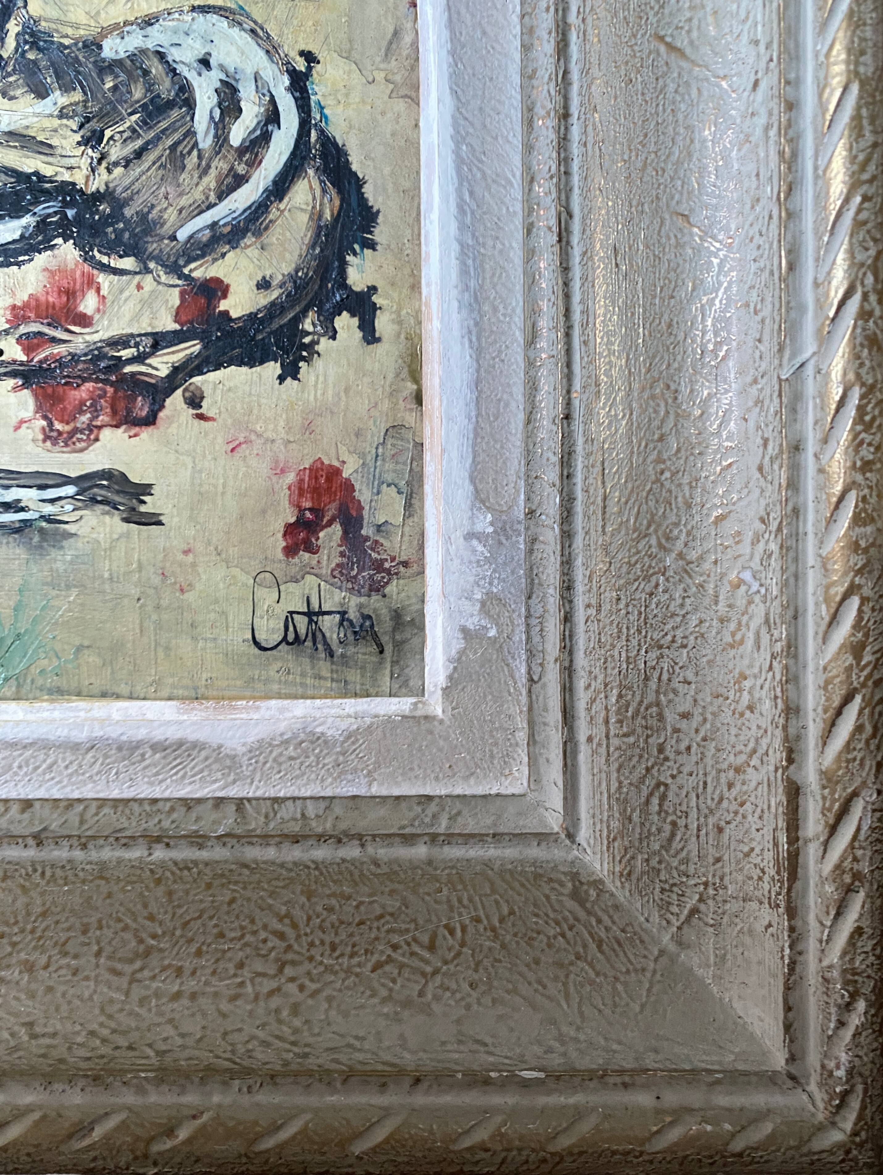 Painting Pierre Catton (1903) "The dance of the horses" HSP cf. B. Buffet + frame