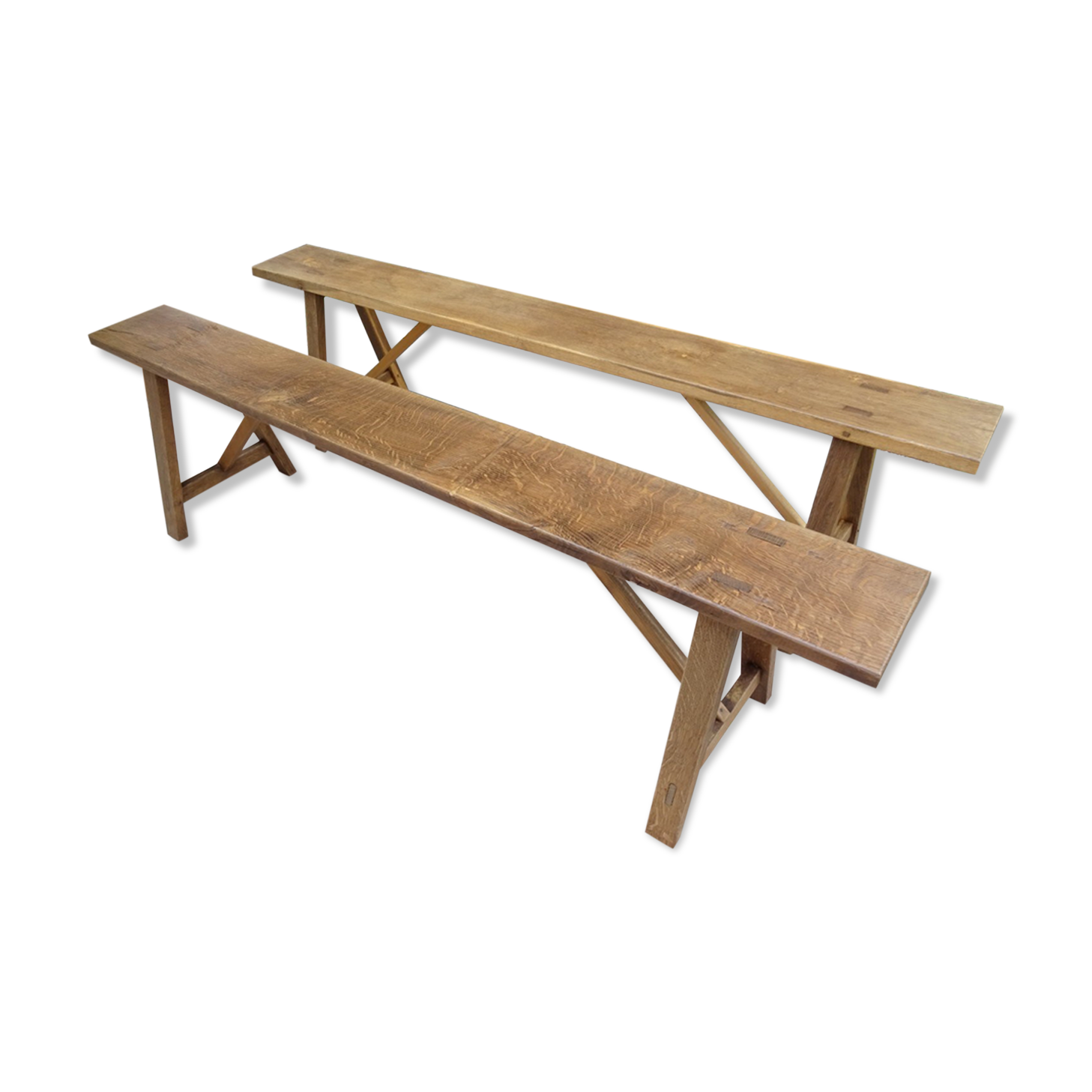 Pair of solid oak benches