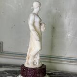 Alabaster sculpture, lady with a mask in the antique style, 19th century