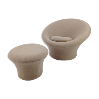 Mushroom armchair with pouf by Pierre Paulin for Artifort, Pierre Frey