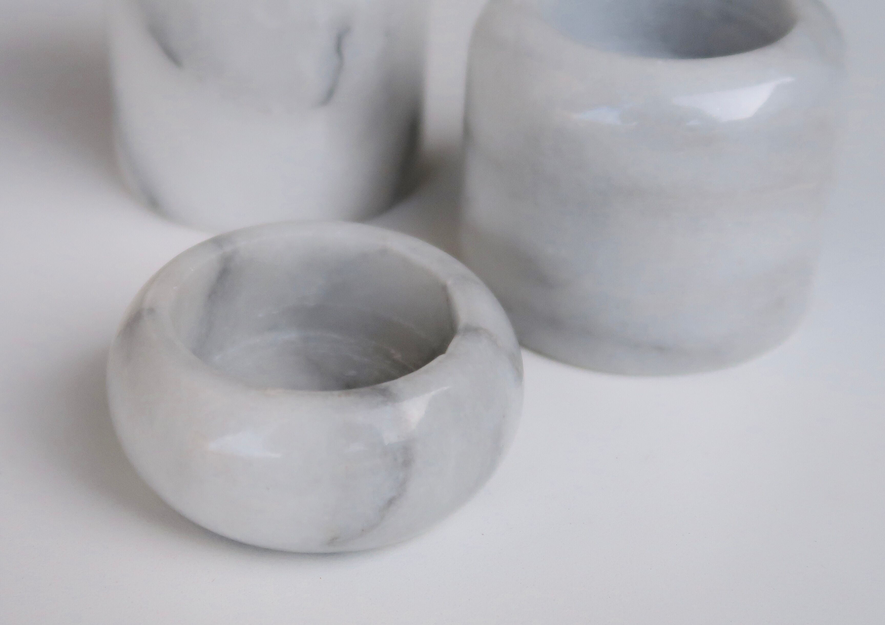 Trio of marble candle holders, 80s