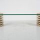 Mid-Century Modern Coffee Table, Glass and Travertine, Italy, 1970S