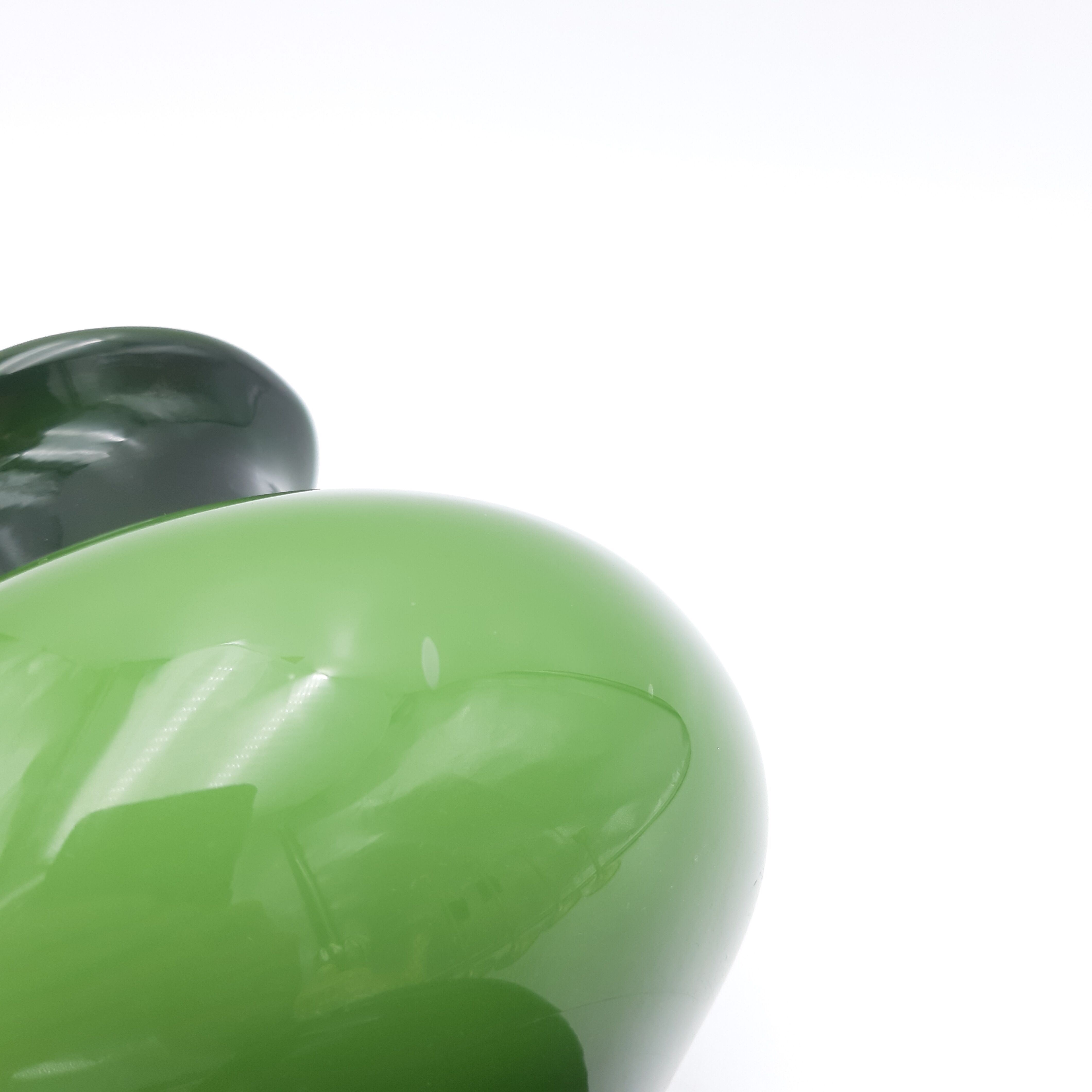 Scandinavian vase green and opaline white