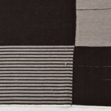 8x10 Contemporary Gray Black Vintage Kilim Rug, 225x325Cm