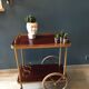 Serving wheels gold metal and wood vintage 1960