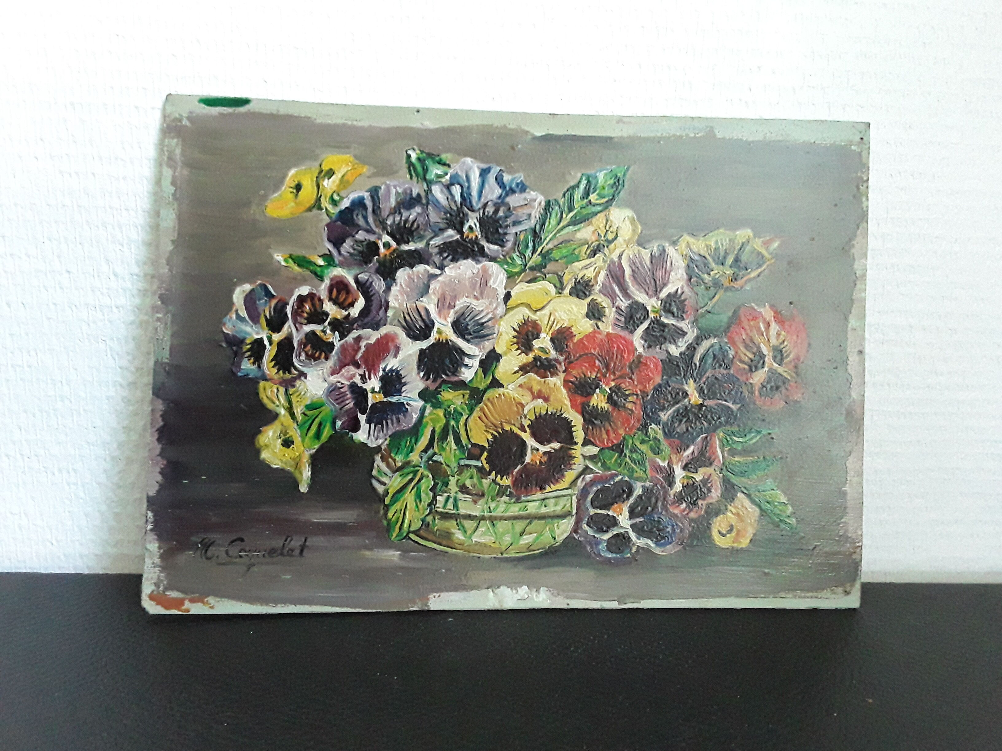 Oil painting on vintage wood