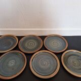 Set of 6 70s Pierre Digan stoneware flat plates