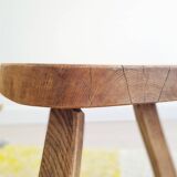 Pair of solid wood tripod stools - brutalist