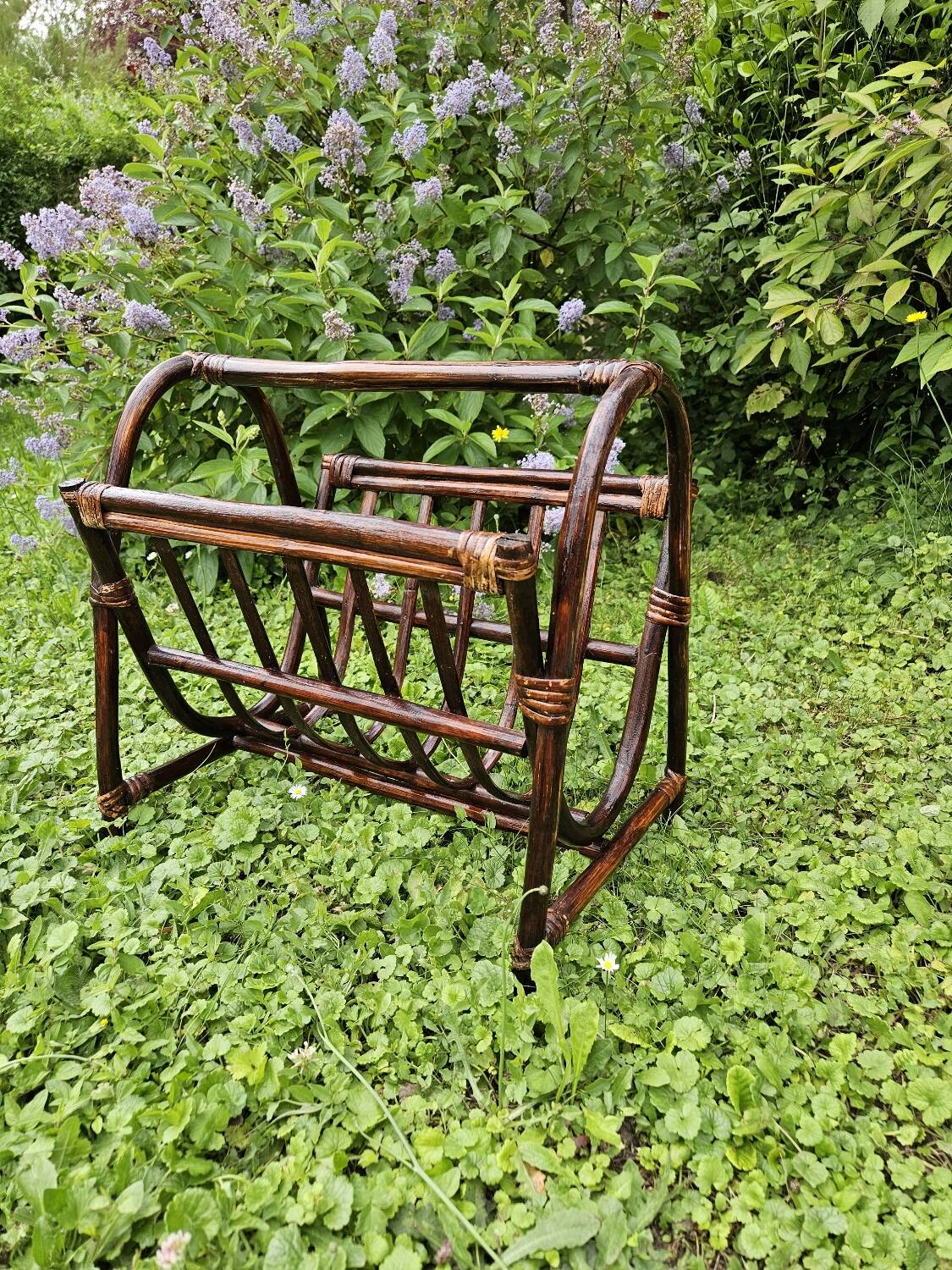 Rattan magazine rack