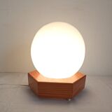 Bedside lamp in wood and opaline