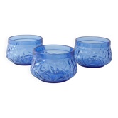 Set of 3 Vintage IVIMA Blue Glass Dessert Bowls, 1960s