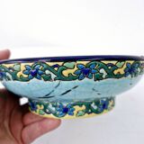 Old bowl on pedestal with raised edges art deco ceramic Longwy