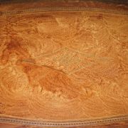 Pine desk with leather and gilding, late Victorian period around 1900.