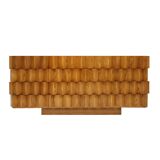 Mid-Century Modern Style Oak Wood and Black Glass Italian Sideboard