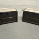 Pair of lacquered and marble bedside tables