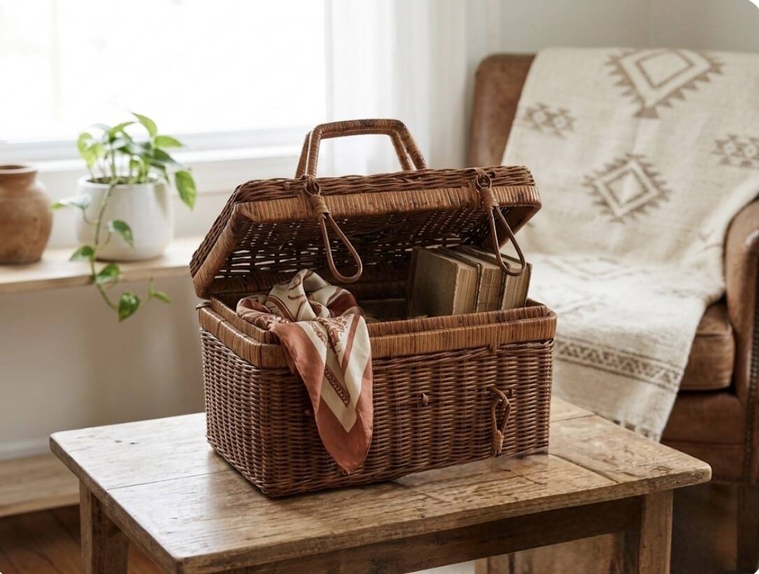 Rattan basket, 1960s