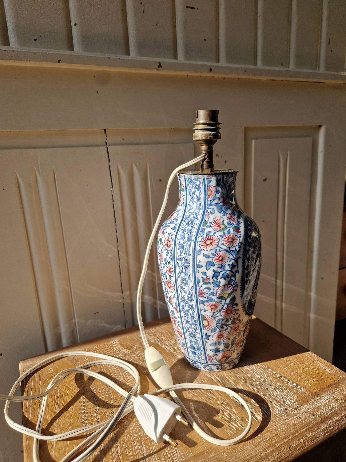 Antique lamp base in Gien earthenware