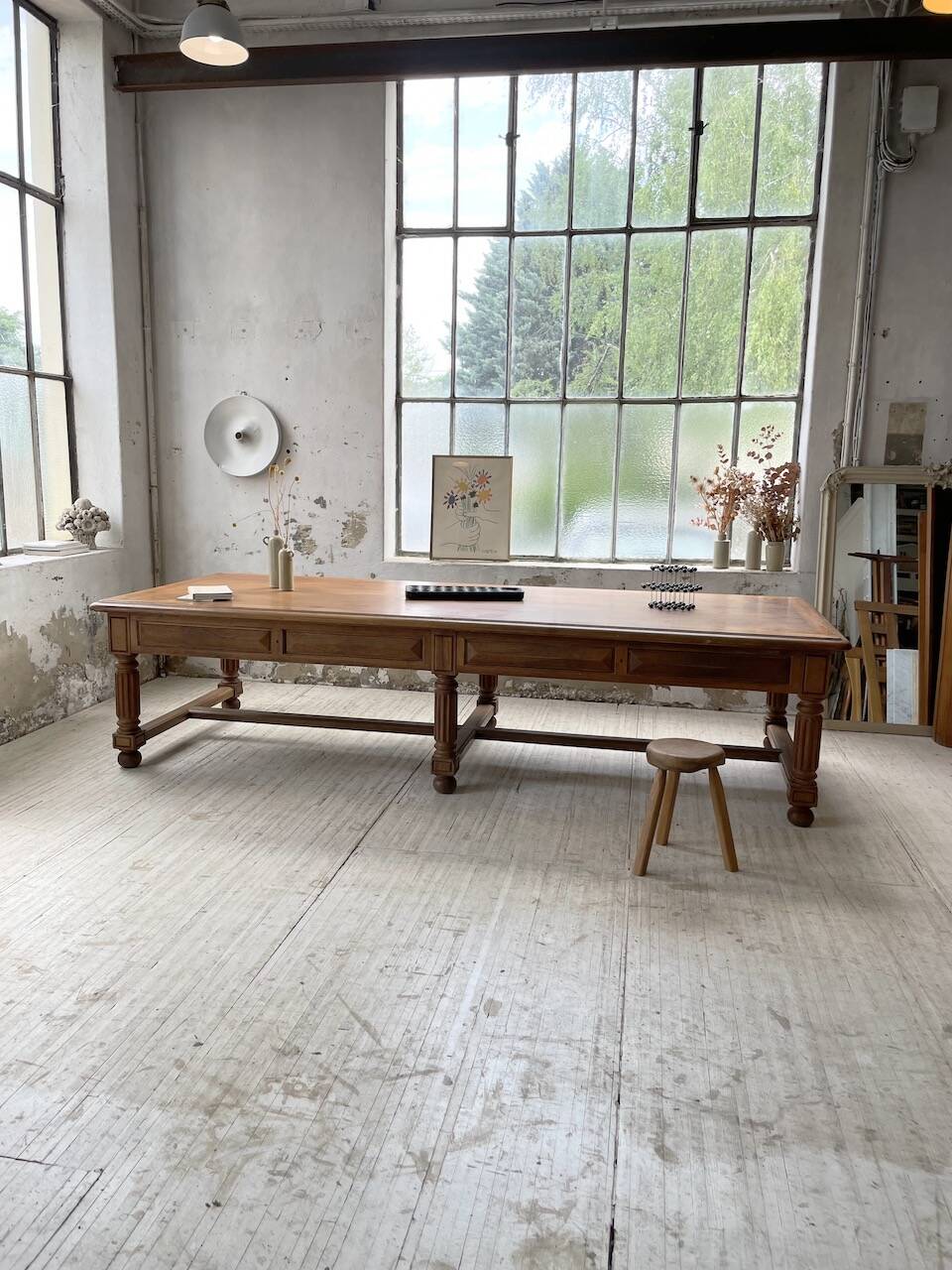 Solid walnut farmhouse castle table 1900 XXL