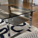 Small Coffee Table Stainless Steel Designer Modern Steel Vintage Glass Furniture
